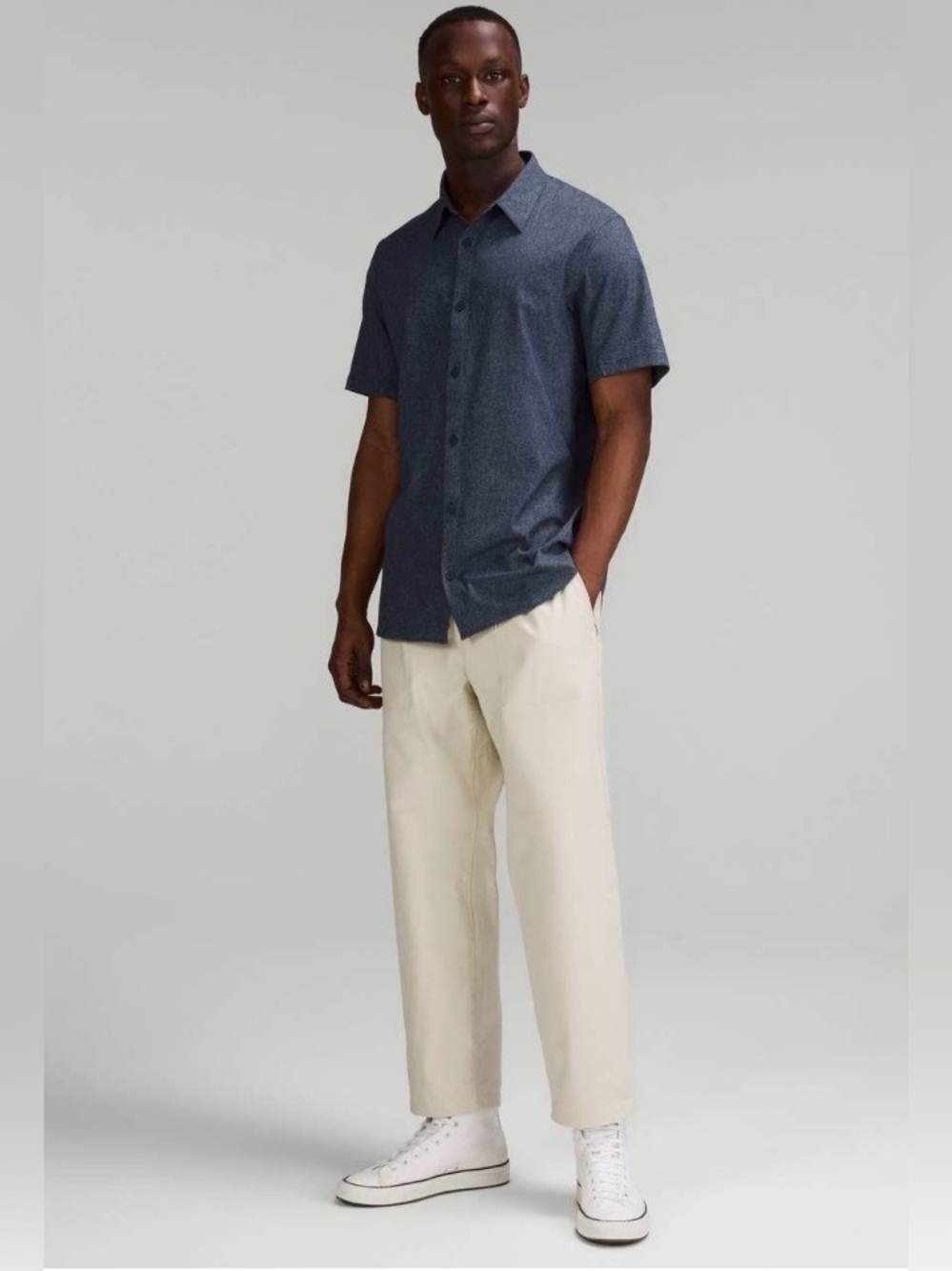 Lululemon Airing Easy Short-Sleeve Shirt Heathered True Navy